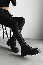 Шкіряні жіночі черевики демісезонні весняні осінні Rexa довгі високі на підборах