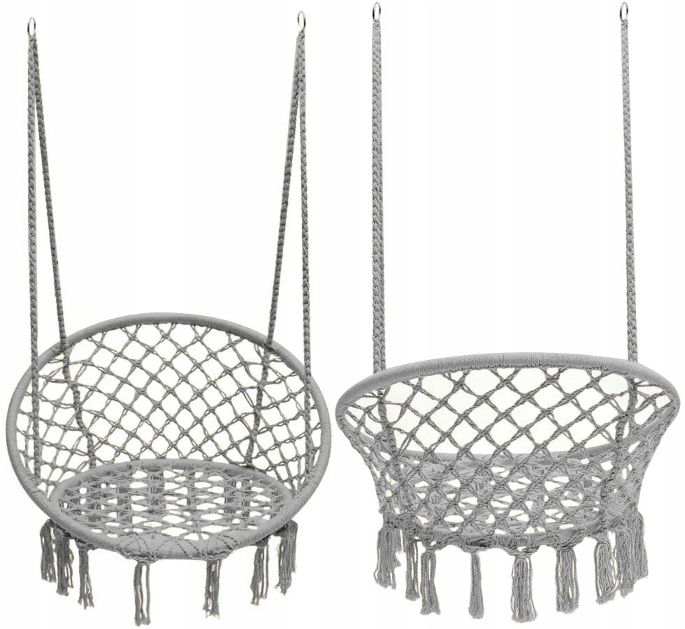 Підвісне крісло-гойдалка сіре  Funfit BOHO Garden 2766