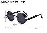 Вінтажні стимпанки сонцезахисні окуляри Ретро Панк авіатор. Чорні, фото 9