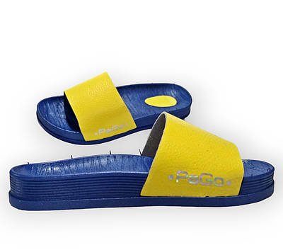 Шльопанці Дитячі шкіряні синьо-жовті PaGo розпродажу!