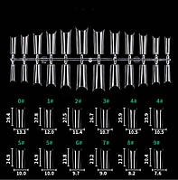 Типсы гелевые для наращивания ногтей 240 штук (Арочный Квадрат) прозрачный
