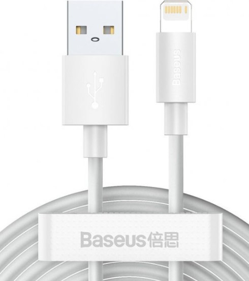 Кабель Baseus Simple Data Cable Kit Lightning 2.4A (2ШТ/Set) 1.5м White TZCALZJ-02, фото 1