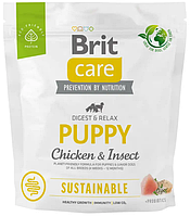 Сухой корм для щенков всех пород с курицей и протеинами насекомых Brit Care Dog Sustainable Puppy 1 кг