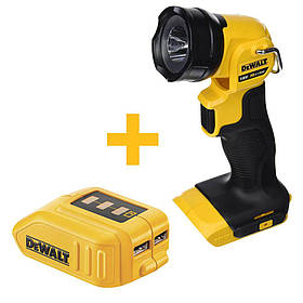 Ліхтар світлодіодний акумуляторний + USB адаптер DeWALT DCL040+DCB090