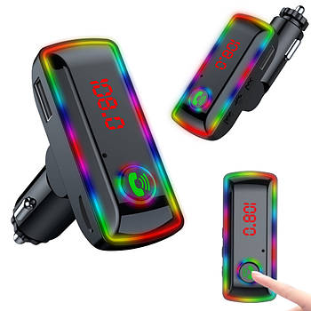 FM-модулятор з Bluetooth F12 / FM трансмітер з RGB підсвічуванням / ФМ модулятор в авто