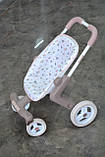 Лялькова коляска Smoby Baby Nurse з поворотними колесами Рожева пудра, фото 4