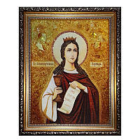 Икона "Святая мученица Варвара" янтарная 40х60