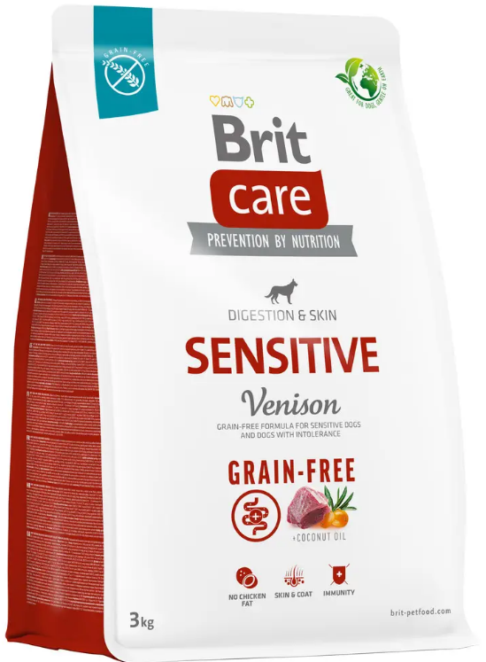 Сухий корм для собак з чутливим травленням з олениною Brit Care Dog Grain-free Sensitive 3 кг