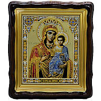 Икона Пресвятая Богородица Иверская письмо по стеклу 32х28см