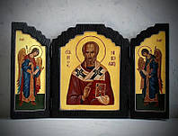 Складень "Святитель Николай, Архангел Михаил, Архангел Гавриил" настольный 32х25 см