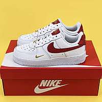 Женские кроссовки Nike Air Force One White/Red (белые с красным) низкие удобные повседневные кроссы PD7022