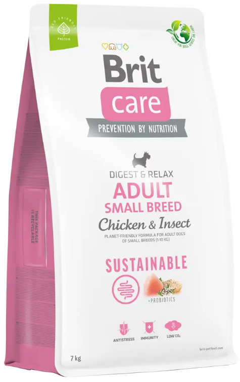 Сухий корм для собак малих порід з комахами та куркою Brit Care Dog Sustainable Adult Small Breed 7 кг