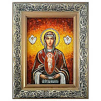 Икона "Образ Пресвятой Богородицы Албазинская" (Блаженное чрево) янтарная 40х60