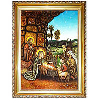 Икона "Рождество Иисуса Христа" янтарная 40х60
