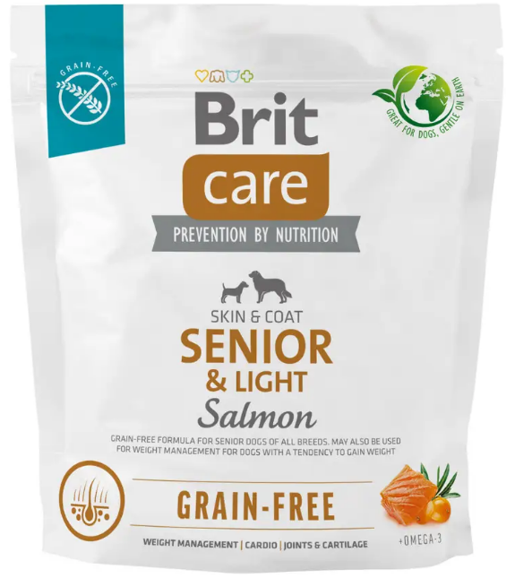 Беззерновий корм для літніх собак від 7-ми років із лососем Brit Care Dog Grain-free Senior & Light 1 кг, фото 1