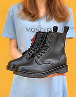 Женские ботинки Dr. Martens 1460 Mono Black (чёрные) модные сапоги на низкой подошве PD3022