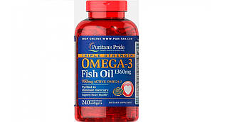 Жирні кислоти Puritan's Pride Omega-3 Triple Strength 1360 mg (950мг актив) 240 капс США