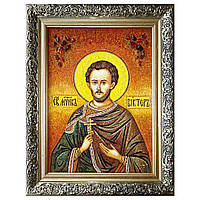 Икона "Святой мученик Виктор Дамасский" янтарная 40х60