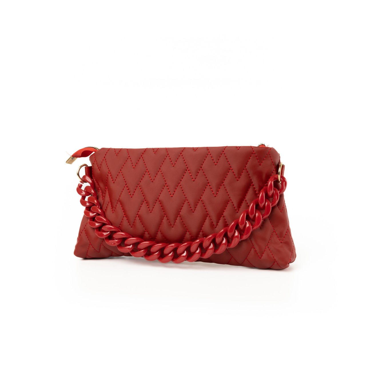 Сумка жіноча стильна молодіжна на плече, якісна стьобана сумочка, жіночий клатч, Червоний