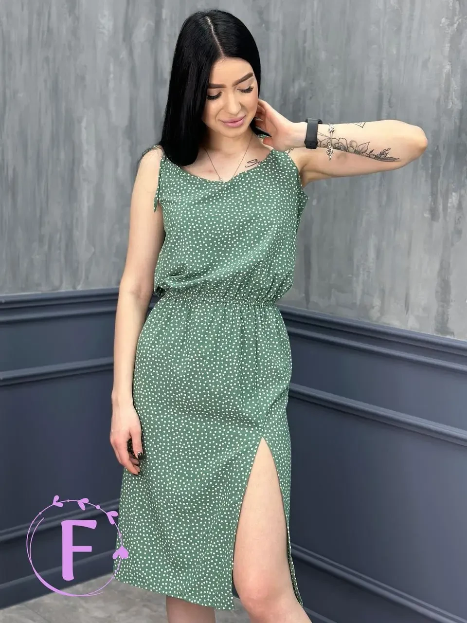 Літній сарафан із легкого софту в дрібний горошок, фото 1