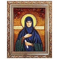 Икона "Святая преподобномученица Мстислава" янтарная 40х60