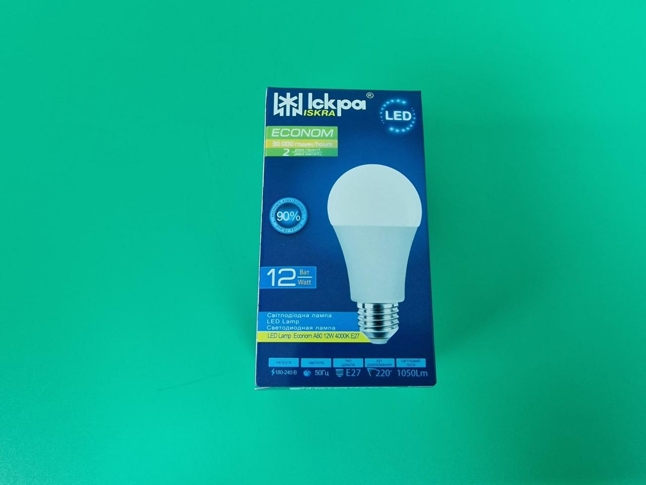 Лампа Світлодіодна LED A60 12W 4000К Е27 "Iskra" ECONOM (1 шт.), фото 1