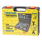 Набір інструменту 108 предметів 1/4" 1/2" (6-гран)(4-32мм) Partner PA-40108, фото 2