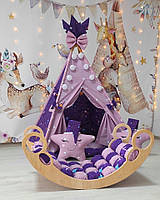 Вігвам та аксесуари великий ігровий намет для дітей курінь Зоряна мрія БОН БОН, гойдалка балансир, комплект, фото 3