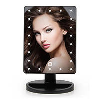 Косметическое настольное зеркало с подсветкой ​Smart Touch (22 Led, для макияжа, поворотное) - Черное
