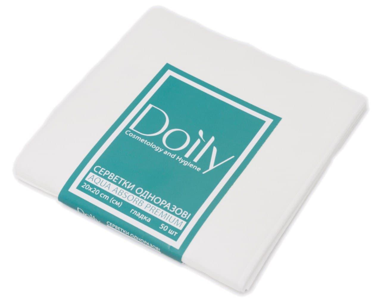 Серветки в пачці нарізні DOILY AQUA Absorb розмір 20*20, целюлоза, щільність 50 г/м2, 50 шт, структура гладкі