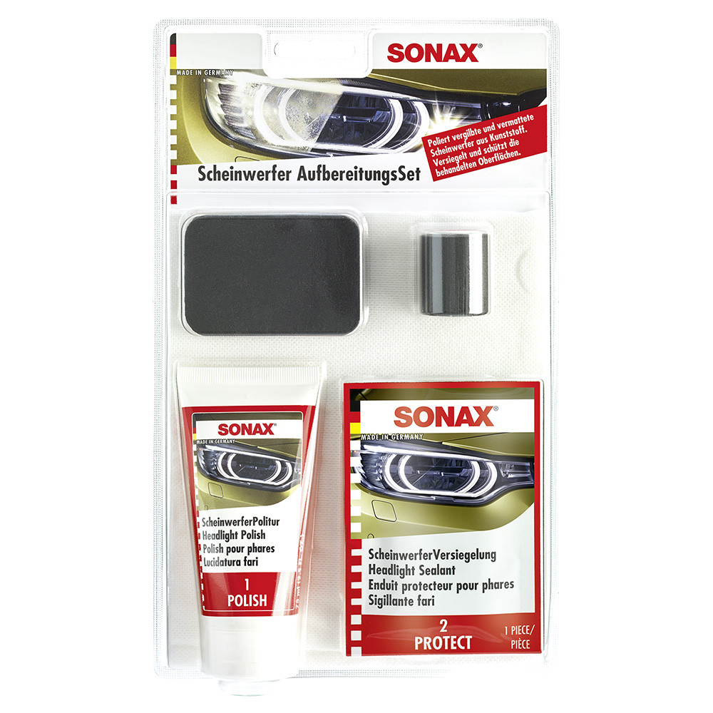 Набір для полірування пластикових фар 75 мл SONAX Headlight Restoration Kit (405941)