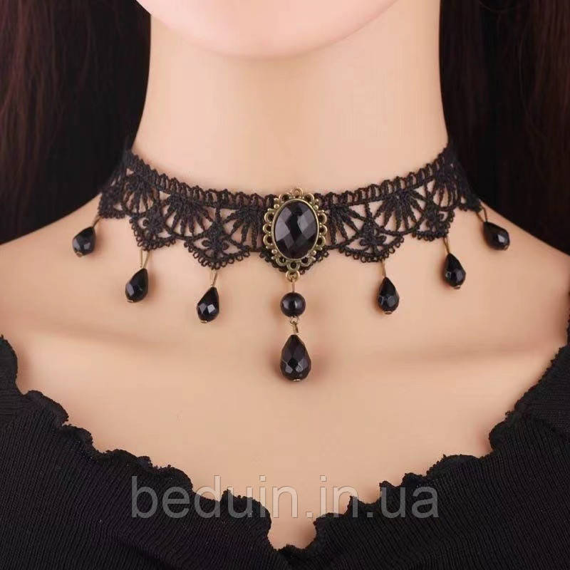 Вінтажний мереживний Чокер "Стейсі" — чорний Aushal Jewellery