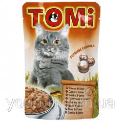 TOMi goose liver ГУСЬ ПЕЧЕНЬ консервы для кошек, влажный корм, пауч 100гр - фото 1 - id-p308557410
