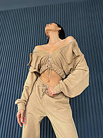Женский прогулочный костюм с кофтой в стиле карго на молнии и штанами джоггерами (р. 42-48) 4103092