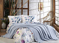 Хлопковое Вязанное Пике Покрывало DANTELA VITA , с помпонами, Турция