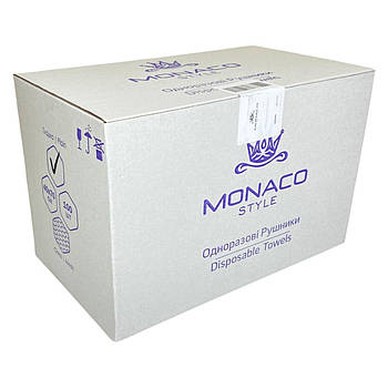 Рушники одноразові Monaco в коробці розмір 40*70 спанлейс щільність 40г/м2 (100 шт/кор) білі, структура гладка