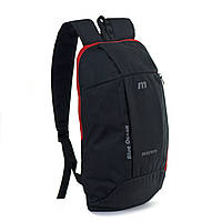 Молодежный рюкзак черный с красной молнией в спортивном стиле среднего размера практичный легкий 02-02-02