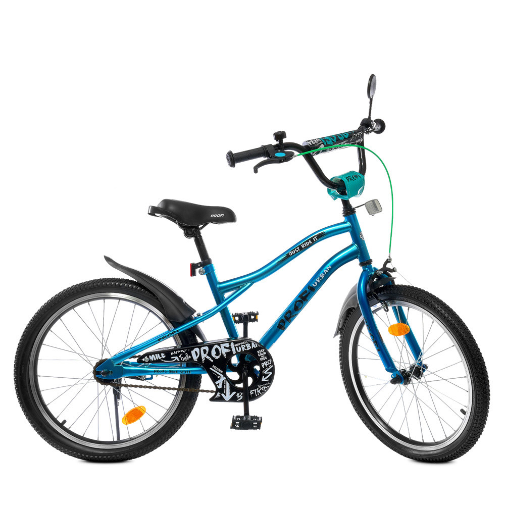 Велосипед двоколісний дитячий 20 дюймів з підніжкою та катафотом Profi Urban Y20253S Бірюзовий, фото 1