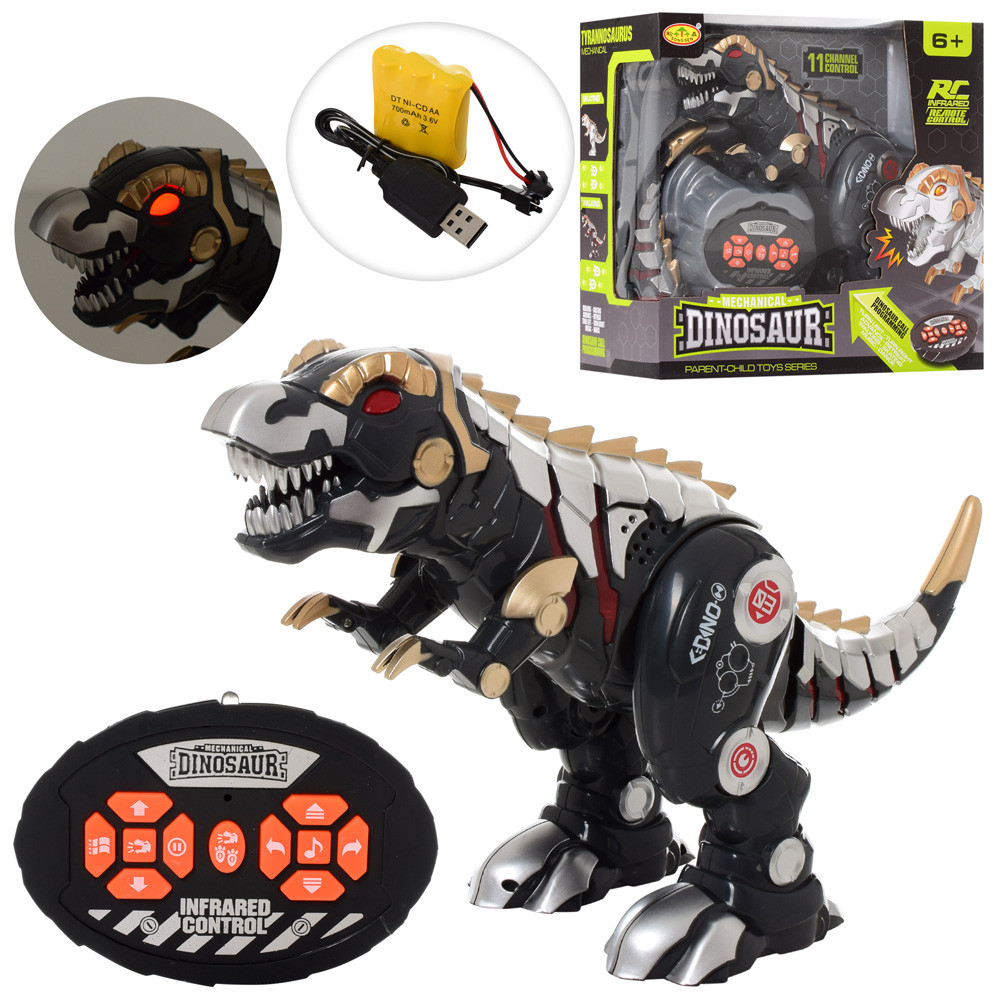 Динозавр на радіокеруванні (ходить, танцює, звук, світло, акумулятор, USB зарядне, висота 43см) SS858, фото 1