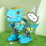 Динозавр музичний (3 кольори, шестерні, ходить, звук, світло, на батарейках) M8018-48, фото 4