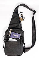 Мужская сумка через плечо нагрудная черного цвета для скрытого ношения 0014