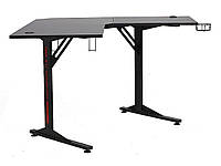 Геймерский игровой стол B-219 металл черный, столешница ЛДСП черный 120х120х76 см (Signal TM)