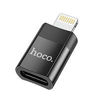 Переходник адаптер Type C на Lightning для iPhone HOCO adapter (2A, USB2.0). Black