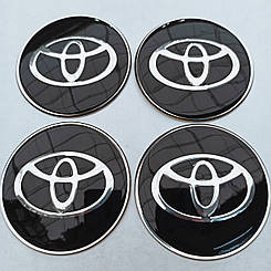 Наклейка опукла на ковпачок диска Toyota 65 мм чорна