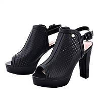 Женские босоножки на высоком каблуке чёрные модельные (НАЛИЧИЕ размеров в описании)