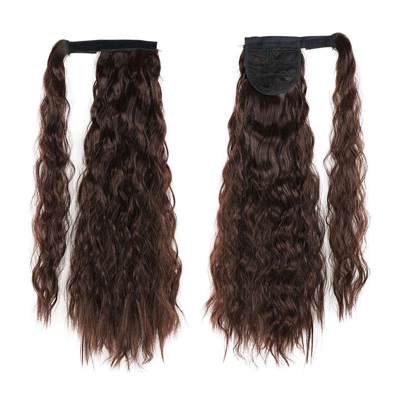 Причіпний хвилястий хвіст темний шоколад 55см, коси, кінський хвіст, термоволокно