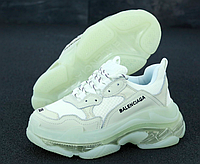 Кросівки жіночі Balenciaga Triple S білі, Баленсіага Тріпл С натуральна замша, текстиль. код KD-11894.