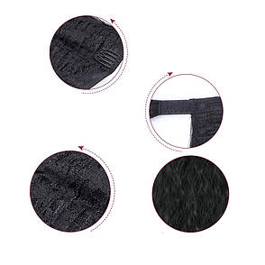 Причіпний хвилястий хвіст каштан 55см, коси, кінський хвіст, термоволокно, фото 3