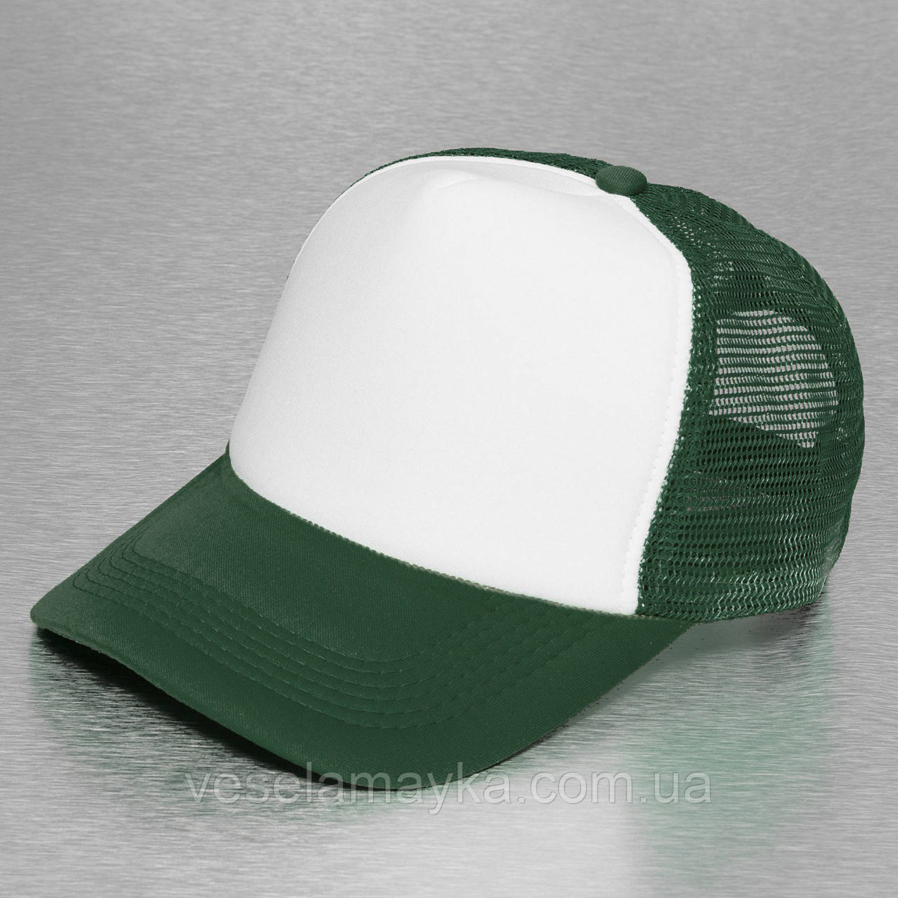 Темно-зелена кепка тракер з білим