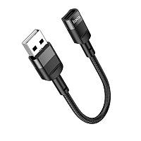 Переходник кабель адаптер USB на Type-C female adapter HOCO (2A, USB2.0, 10 см). Black